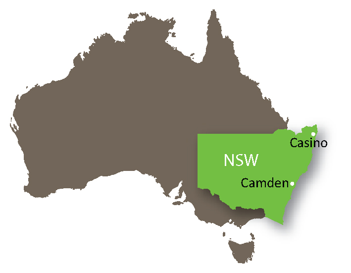 Map of Australia, with NSW highlighted to show project location.